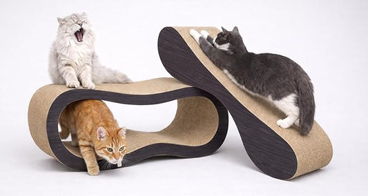 2 in 1 Large Cardboard Cat Scratcher Lounger，Cat Scratching Board by SimpleDeluxe