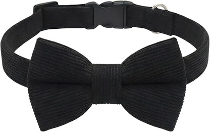 THAIN Dog Collar with Bow Tie Corduroy, Breathable&Adjustable Quick Release by THAIN