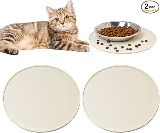 BNOSDM Silicone Cat Feeding Mat 2 Pack Dog Bowl Mats Pet Silicone Food Mat by BNOSDM