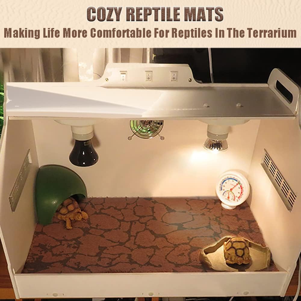 Tfwadmx Reptile Carpet Sand Mat for Bearded Dragon Terrarium Substrate Liner Brown Reversible Lizard Bedding Mats for Cage Leopard Gecko Tortoise Turtle Snake Chameleon with Tweezer 20"x 39"(1 Pcs)