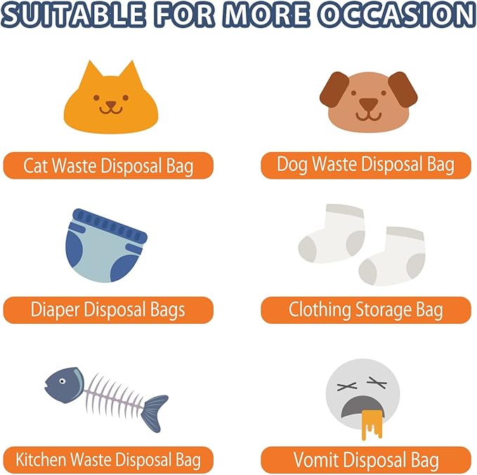 Odor Sealing Waste Disposal Bags L/100 Count Cat Litter Bags Unscented Cat poop - Image 6