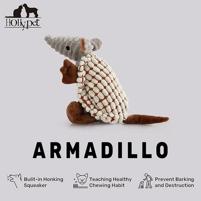 Hollypet Plush Dog Squeaky Toy Stuffed Armadillo Animal Pet Puppy Chew Toys - Image 4