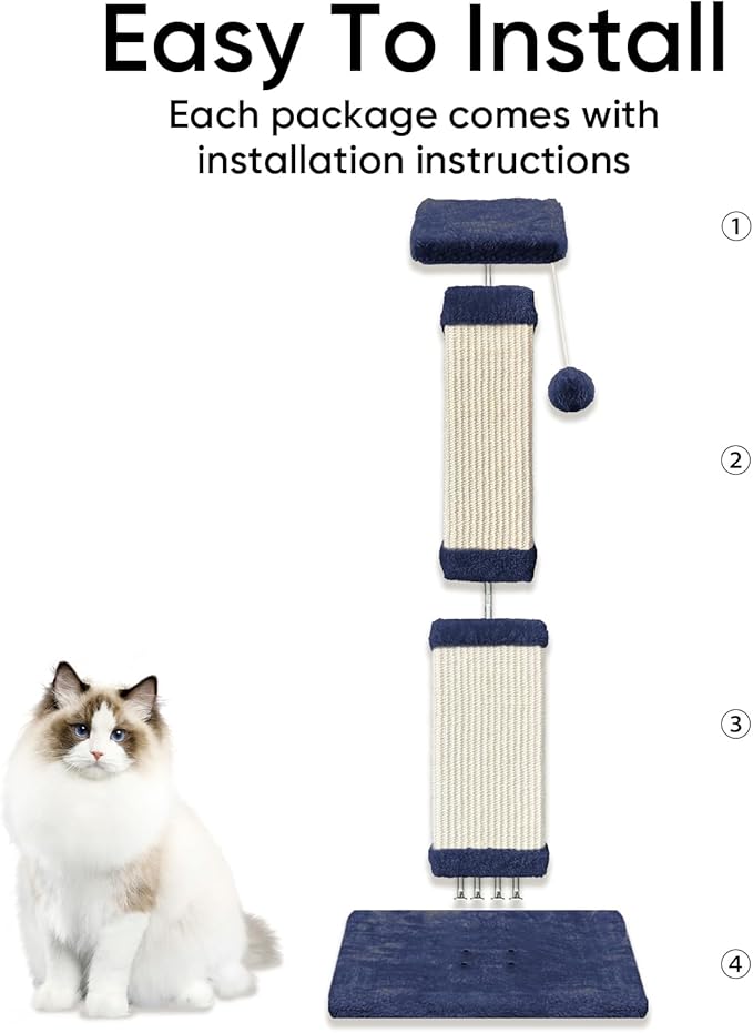 32 Inch Cat Scratching Post for Large Cats, Cat Scratcher for Indoor Cats Adults - Image 4