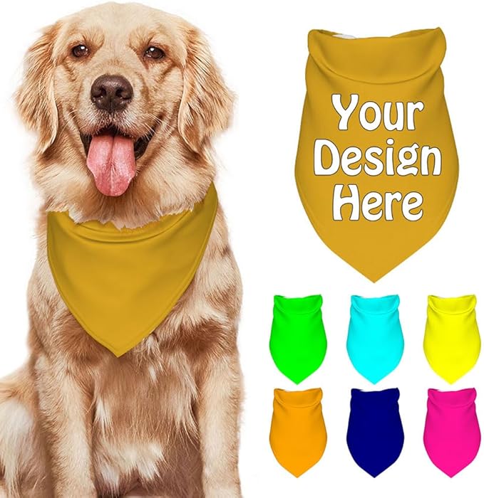 Custom Pet Bandana Add Your Own Picture Image Text Logo Personalized Name Dog by VYXONIA