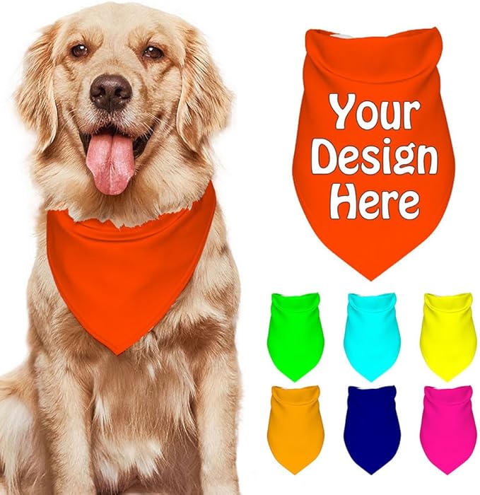 Customize Pet Scarfs Custom Dog Bandana Add Your Photo Name Text Image by VYXONIA