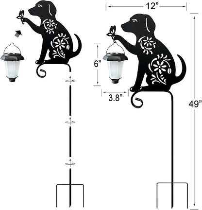 Dog Holding Solar Lantern Garden Stakes Outdoor Metal Dog Stakes Decorative - Image 6