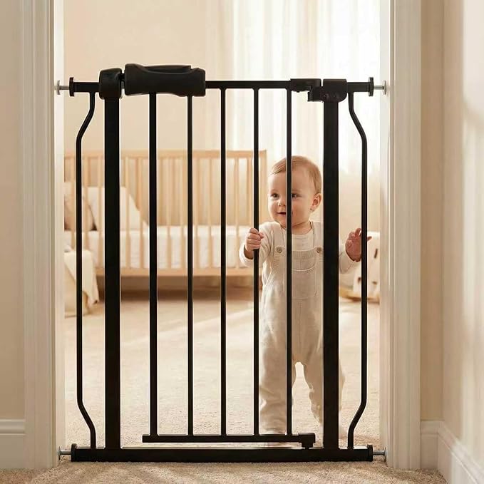 Narrow Baby Gate 24 Inch Small Black Tension Indoor Safety Gates Auto Close by COSENDBABYGATE