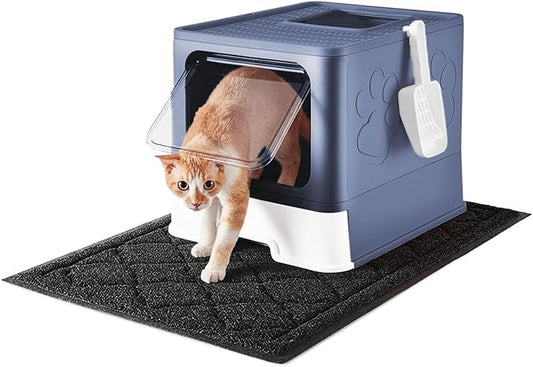 Medario Cat Litter Box with X-Large Litter Mat and Scoop, Large Covered Litter by Medario