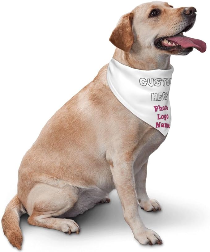Personalized Dog Bandanas Custom Pet Scarf Add Your Own Logo Photo Text - Image 2