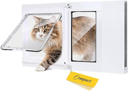 Cat Door for Window with Safety Window Lock, Adapt to Windows of Different Width by HOMEPEDIA