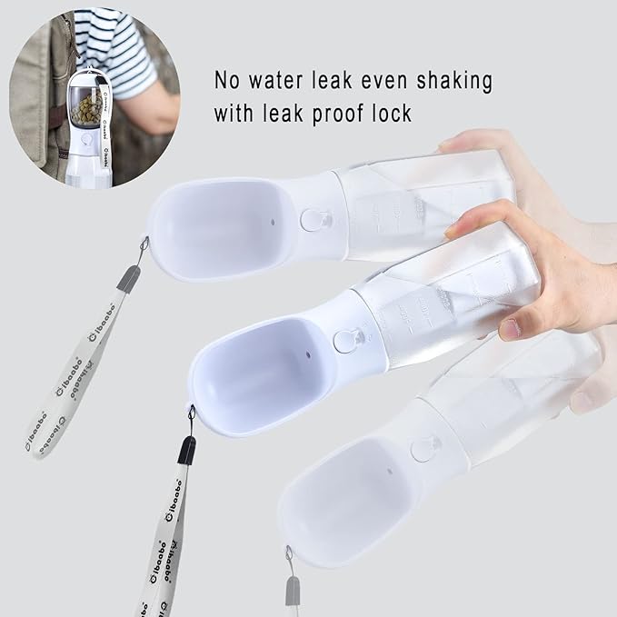 Cibaabo Dog Water Bottle with Food Container & Poop Bag Holder, Travel Water - Image 5