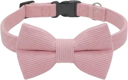 THAIN Dog Collar with Bow Tie Corduroy, Breathable&Adjustable Quick Release by THAIN