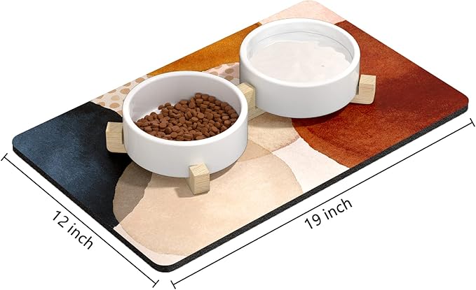 Rnivvi Dog Food Mat, Cute Anti-Slip Rubber Pet Feeding Rug Protect Floors - Image 2