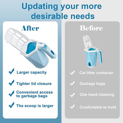 Cat Litter Scooper with Holder Kitty Litter Scoop with Waste Can and 150 Refill - Image 2
