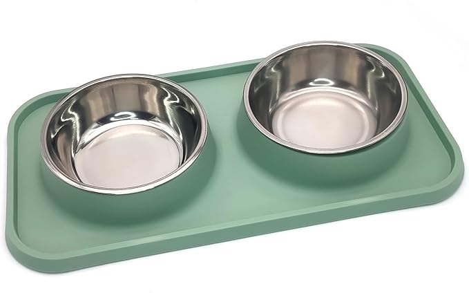 BNOSDM Double Dog Food Bowls Stainless Steel Dog Food and Water Bowls by BNOSDM