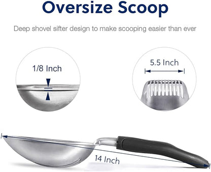 WePet Cat Litter Scoop, Aluminum Alloy Sifter, Kitty Metal Scooper, Deep Shovel - Image 2