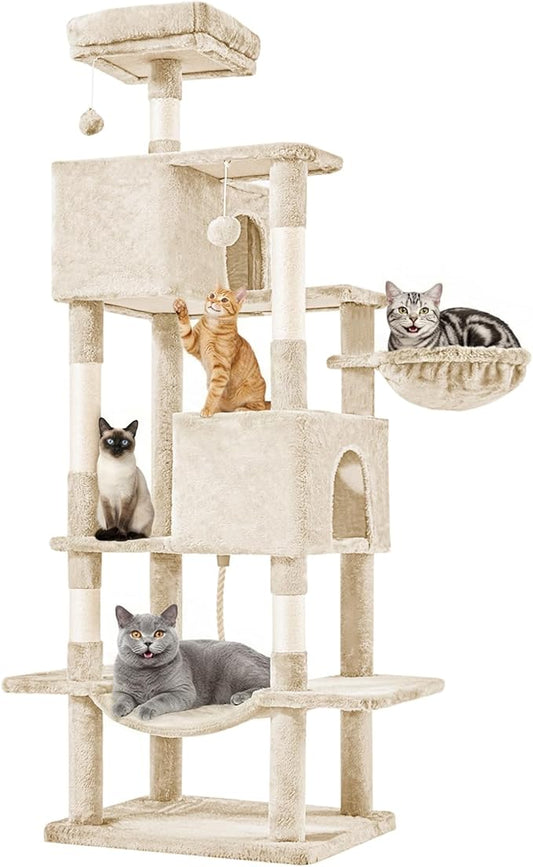 DUMOS Large 66 Inch Cat Tree Tower, Tall Multi Level Cat Climbing Tower by DumosLifestyle