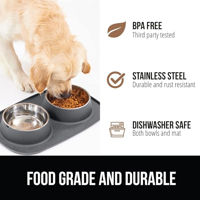 GORILLA GRIP Feeding Mat Bowl Set, 100% Waterproof BPA Free Silicone Base - Image 5