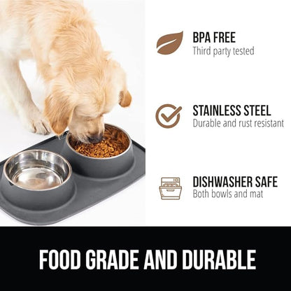 GORILLA GRIP Feeding Mat Bowl Set, 4 Cup 100% Waterproof BPA Free Silicone Base - Image 5