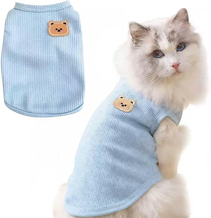 Waffle Knit Cat & Dog T Shirt for Small Dogs, Stretchable Puppy Shirt for by Maqilo