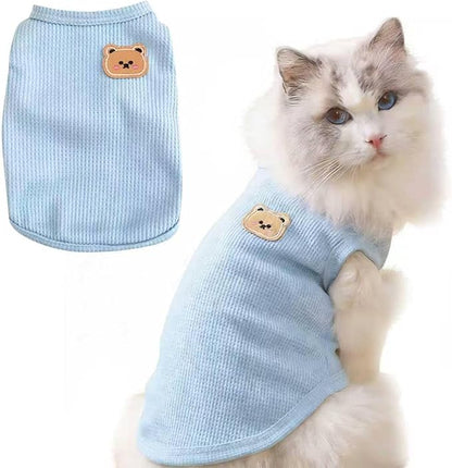 Waffle Knit Cat & Dog T Shirt for Small Dogs, Stretchable Puppy Shirt for by Maqilo