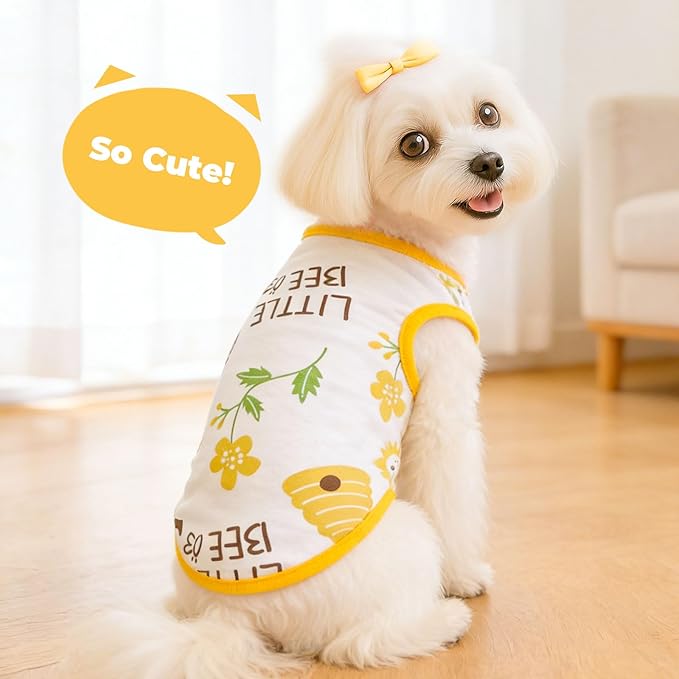 PETCARE Cartoon Dog Shirts for Small Dogs Cute Dog Clothes Yellow Bee Tshirt - Image 3