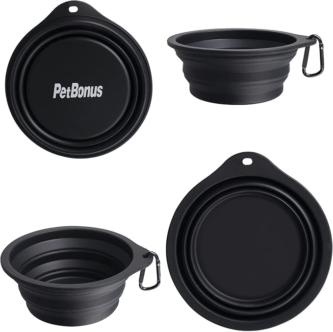 PetBonus 2-Pack Large Silicone Collapsible Dog Bowls, 34oz/1000ml BPA Free - Image 2