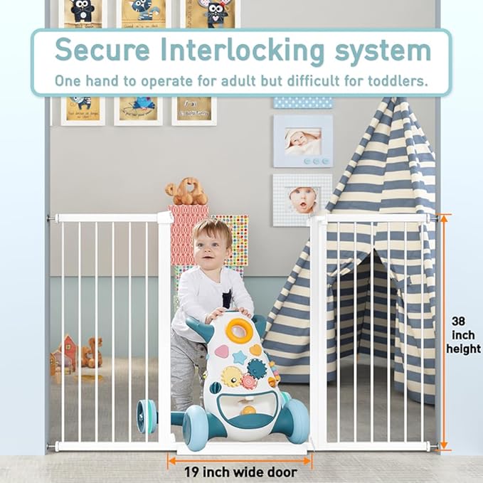 Fairy Baby 38" Extra Tall Dog Gates Indoor, 81.9"-84.6" Extra Wide Baby Gates - Image 6
