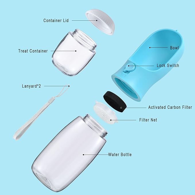 Cibaabo Dog Water Bottle with Food Container, Travel Puppy Water Bowl, Portable - Image 3
