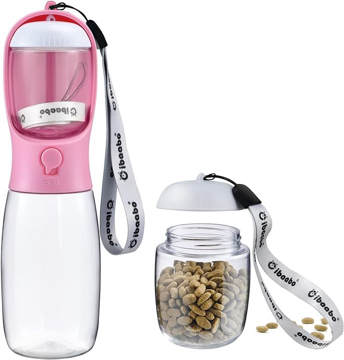 Cibaabo Dog Water Bottle with Food Container, Travel Puppy Water Bowl, Portable by Cibaabo