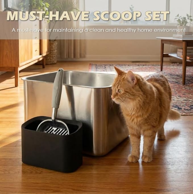 Metal Cat Litter Scoop with Holder, Aluminum Cats Litter Scooper Captures All - Image 6