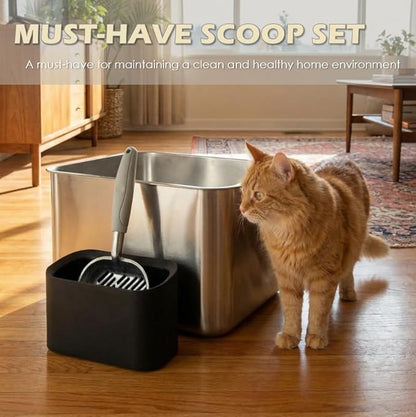Metal Cat Litter Scoop with Holder, Aluminum Cats Litter Scooper Captures All - Image 6