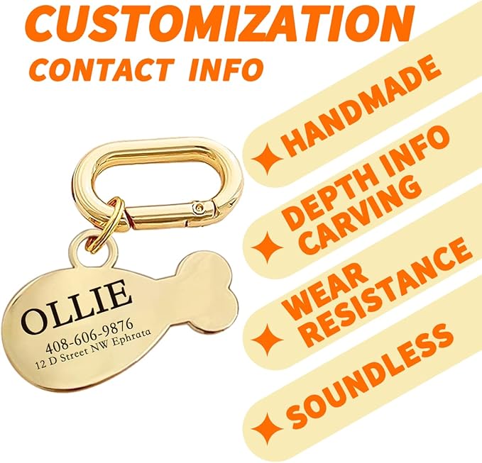 Dogs ID Tags Personalized Double Sided Deep Engraved Cat & Dog Collar Charm - Image 4