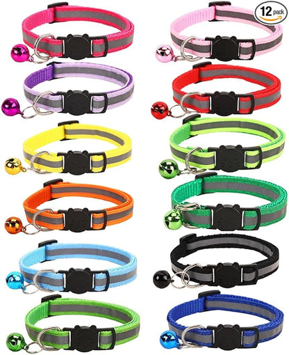12-Pack Safety Release Reflective Cat Collars by Hepplly