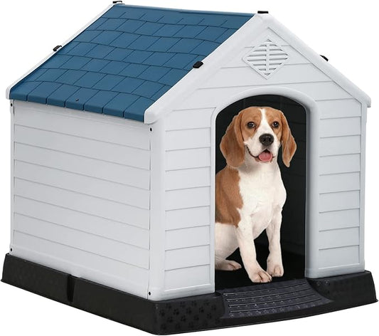 FDW Dog House Indoor Outdoor Durable Ventilate Waterproof Pet Plastic Dog House by FDW