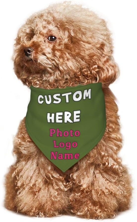 Personalized Dog Bandanas Custom Pet Scarf Add Your Own Logo Photo Text - Image 6