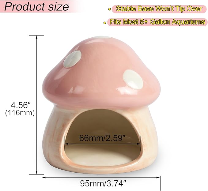 Cute Aquarium Mushroom House Betta Fish Tank Accessory Decor Mini Ceramic Fish - Image 4