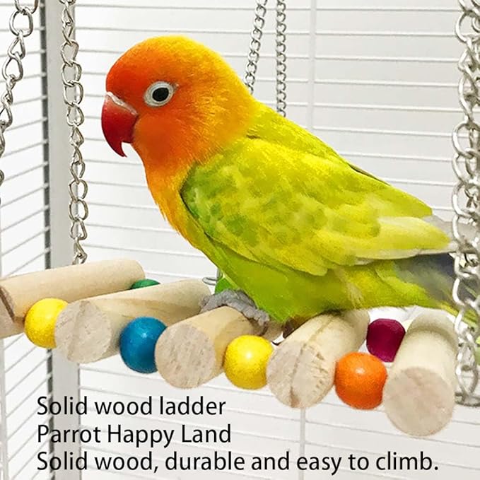 Bird Swing, Parakeet Swing, Parrot Perch Stand, Natural Wooden Swing Hanging - Image 8