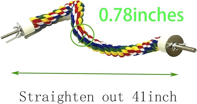 41Inch × 0.8-Inch Diameter Nipple Style Bird Rope Perch, Bird cage Accessories - Image 6