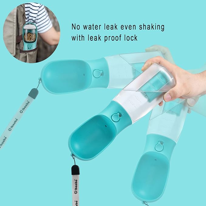 Cibaabo Dog Water Bottle with Food Container & Poop Bag Holder, Travel Water - Image 5