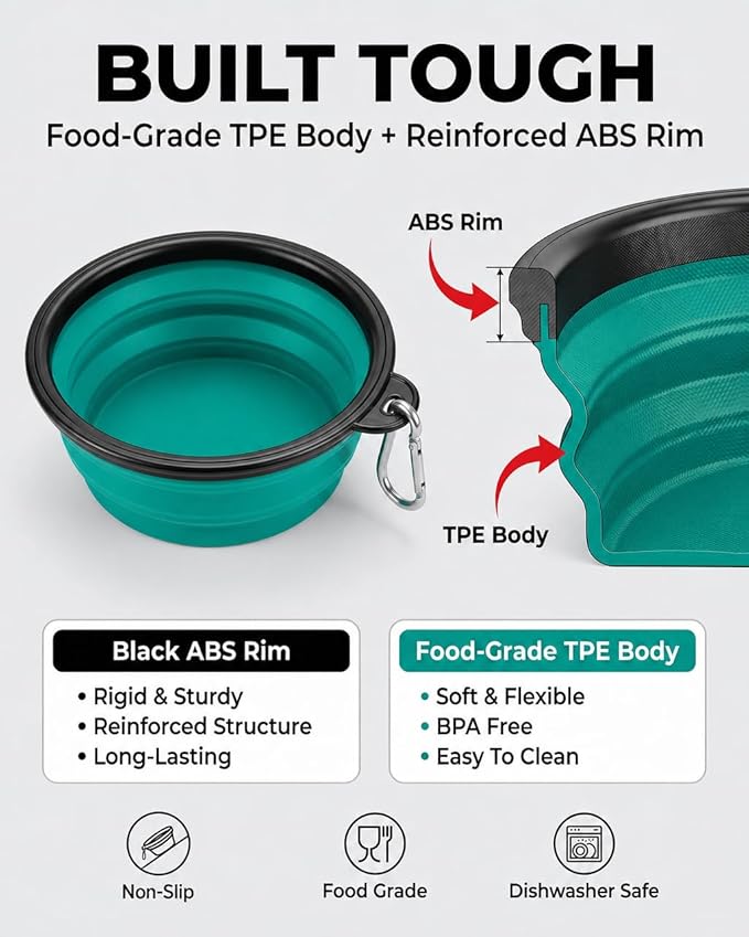 Collapsible Dog Bowls for Travel, BPA Free) - Image 2