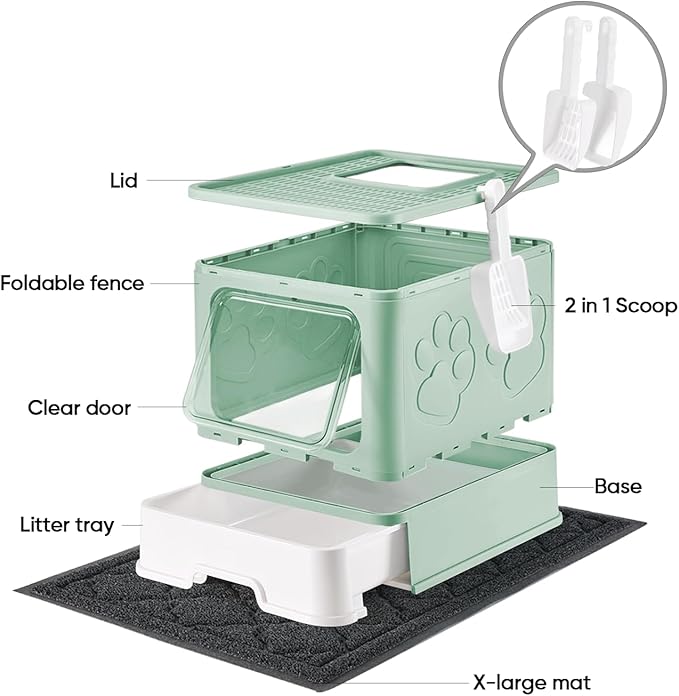 Medario Cat Litter Box with X-Large Litter Mat and Scoop, Large Covered Litter - Image 6