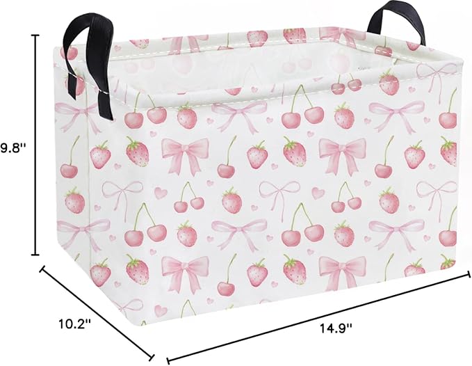 Essme Rectangular Kids Baskets, Girls Storage Basket Pink Bins - Image 2