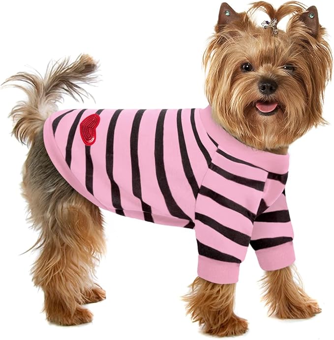 Pet Dog Striped T-Shirt Dogs Cats Cotton Vest Spring Summer Pet Apparel Tee by PREFERHOUSE