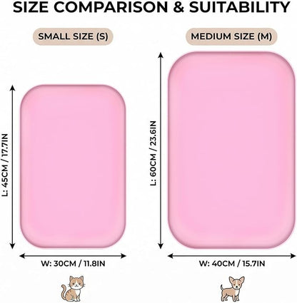 BLESWIN Waterproof Silicone Pet Feeding Mat Pink - Image 2