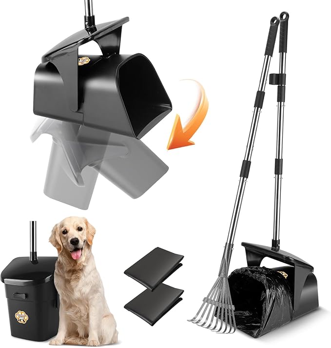 Pooper Scooper for Large Dogs Heavy Duty Swivel Bin & Rake by YGNNXRN