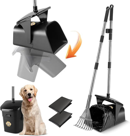 Pooper Scooper for Large Dogs Heavy Duty Swivel Bin & Rake by YGNNXRN