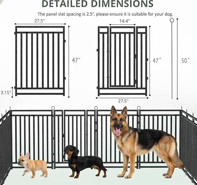 Dog Fence Outdoor Indoor, 47 Inches Height 32 Panels Dog Playpen - Image 6