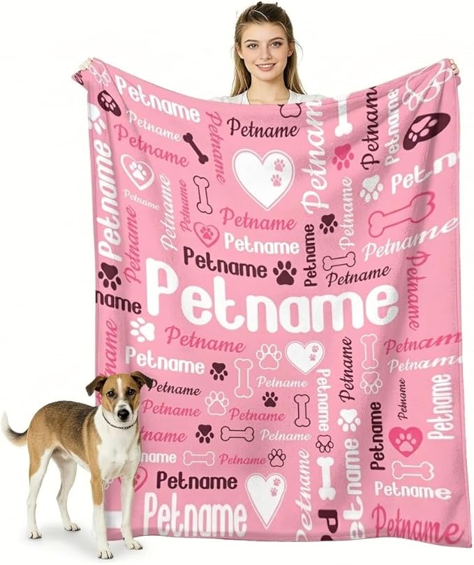 Custom Blanket with Dog Name Personalized Funny Throw Blankets Soft Warm Fleece by Artsadd