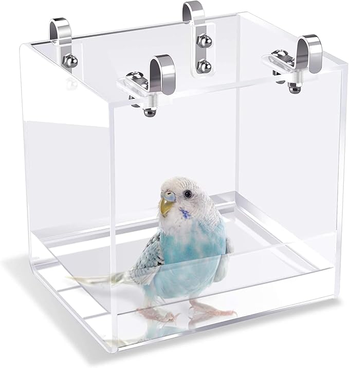 GURECOD Hanging Bird Bath Cube Bird Bathtub Bath Shower Box Bowl Cage Accessory by GURECOD